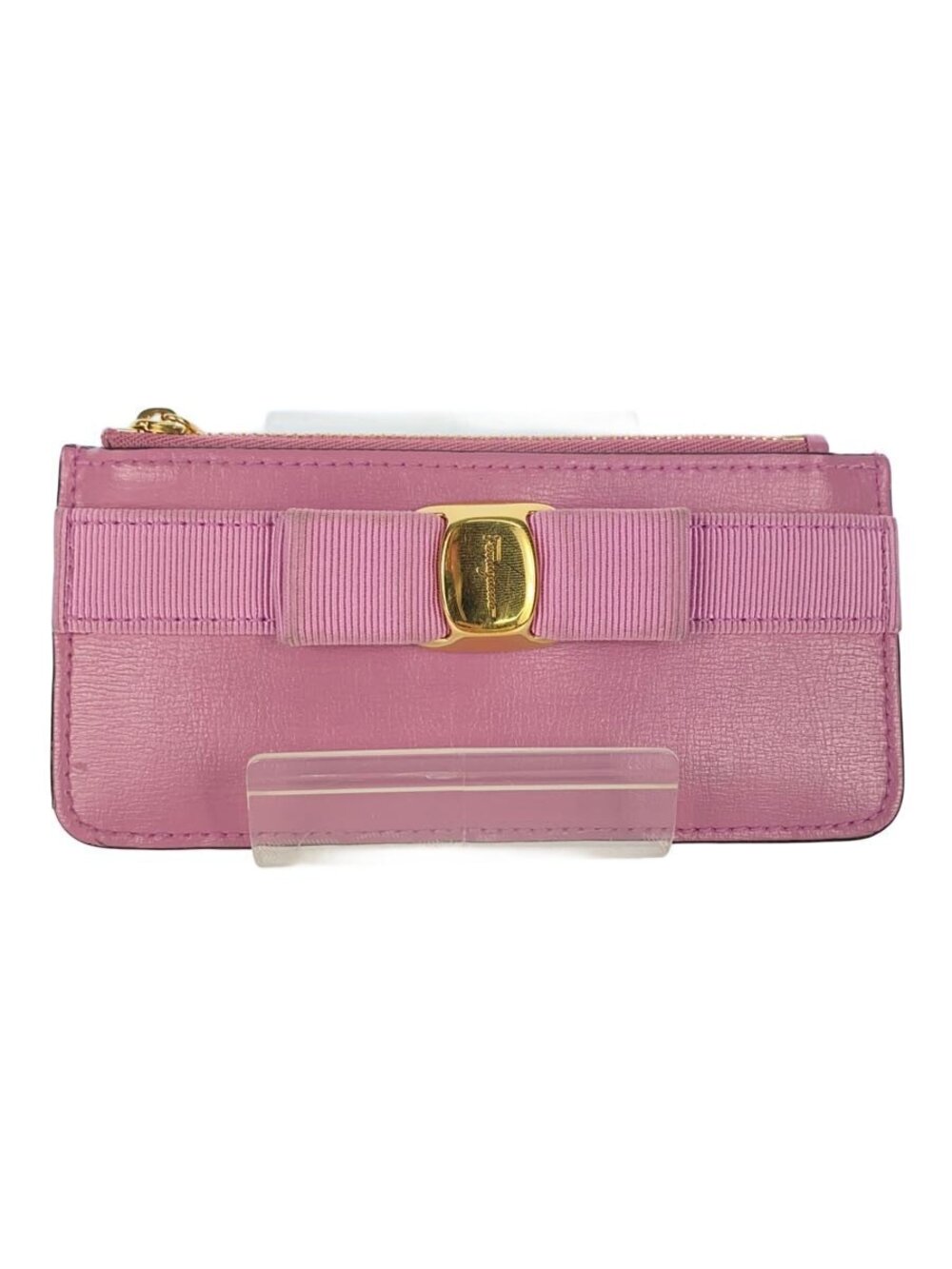 Salvatore Ferragamo Card Case Wallet Leather Pink